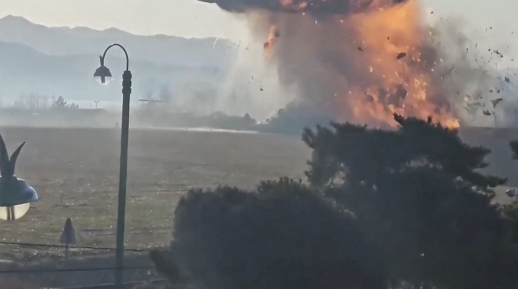 Aircraft erupts into a fireball shortly after landing in South Korea