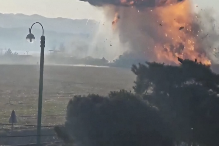 Aircraft erupts into a fireball shortly after landing in South Korea