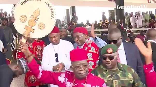 Moment President Tinubu was conferred with the chieftaincy title in Anambra