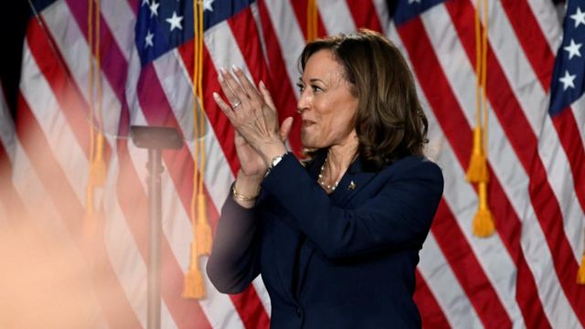 Harris slams Trump at debut rally in swing state Wisconsin