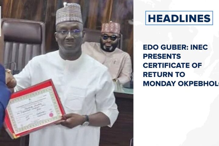 Edo guber: INEC presents certificate of return to Monday Okpebholo