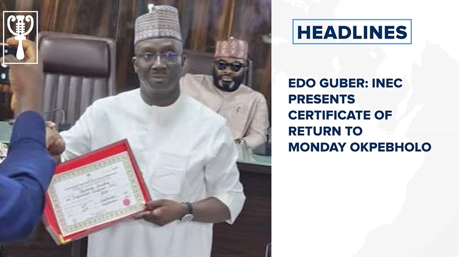 Edo guber: INEC presents certificate of return to Monday Okpebholo