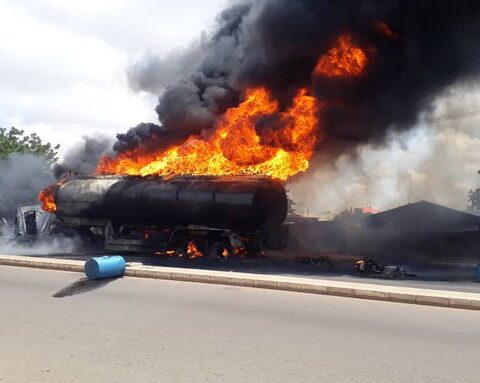 Large fire after fuel tanker explodes in Nigeria, killing 94 people