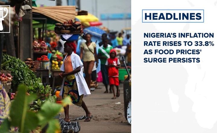 Nigeria's inflation rate rises to 33.8% as food prices' surge persists and more