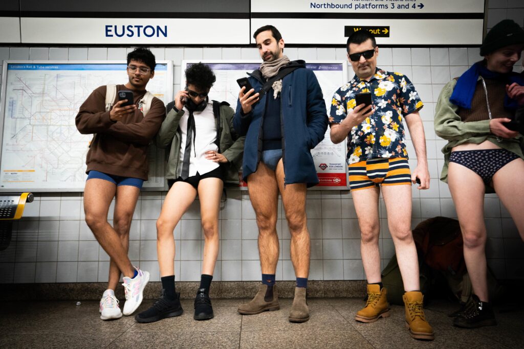 Londoners take the Underground in their underwear